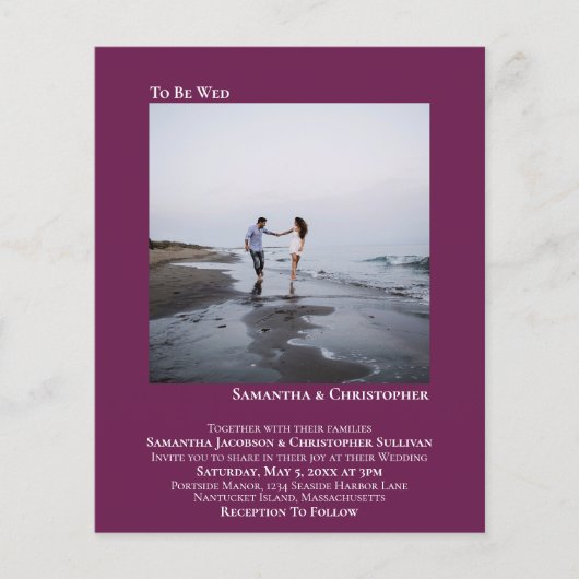 ミニマリストフォトカシスBUDGET結婚式招待状 (正面)