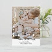 ミニマリストフォトダブルお祝い誕生日 招待状 (スタンド正面)