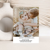 ミニマリストフォトダブルお祝い誕生日 招待状