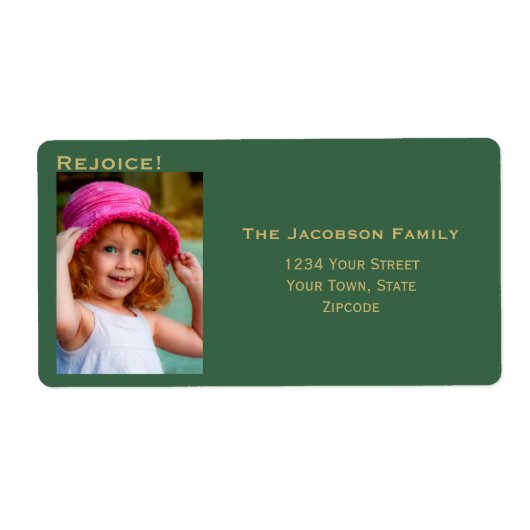 ミニマリストフォトビッググリーンホリデイ差出人住所 ラベル (正面)