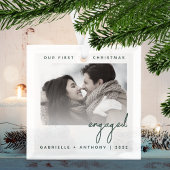 ミニマリストフォトファーストクリスマスエンゲージングリーン ガラスオーナメント