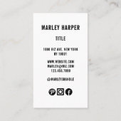 ミニマリストフォトフルフォトシンプルおもしろいシックかわいい 名刺 (裏面)