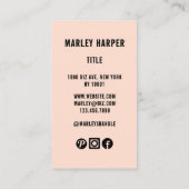 ミニマリストフォトフルフォトシンプルおもしろいシックかわいい 名刺 (裏面)