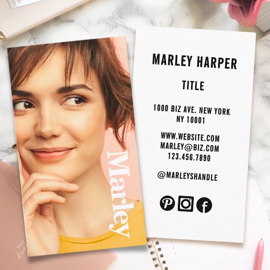 ミニマリストフォトフルフォトシンプルおもしろいシックかわいい 名刺