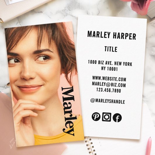 ミニマリストフォトフルフォトシンプルおもしろいシックかわいい 名刺