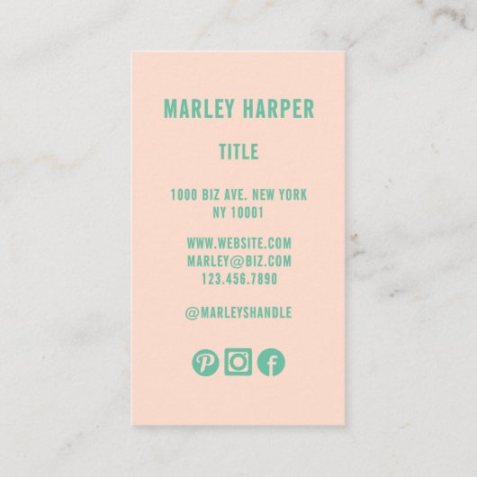 ミニマリストフォトフルフォトシンプルおもしろいシックかわいい 名刺 (裏面)