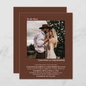 ミニマリストフォトブラウンBUDGET結婚式の招待 (正面/裏面)