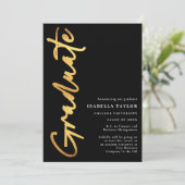 ミニマリストフォトブラック金ゴールド卒業 案内状 (スタンド正面)
