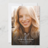 ミニマリストフォトブラック金ゴールド卒業 案内状 (裏面)