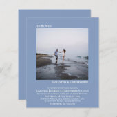 ミニマリストフォトブルーBUDGET結婚式招待状 (正面/裏面)