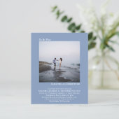 ミニマリストフォトブルーBUDGET結婚式招待状 (スタンド正面)