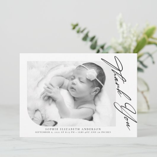 ミニマリストフォトベビーありがとう  サンキューカード (スタンド正面)