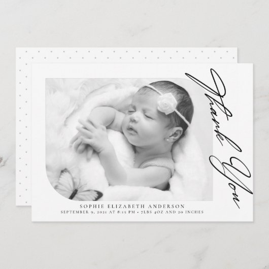 ミニマリストフォトベビーありがとう  サンキューカード (正面/裏面)