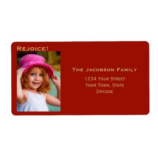 ミニマリストフォトラージレッドホリデイ差出人住所 ラベル (正面)