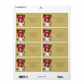 ミニマリストフォトラージ金ゴールド休日差出人住所 ラベル (フルシート)