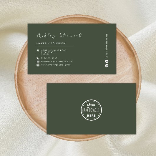 ミニマリストフォレストグリーンプロフェッショナルブランディングロゴ 名刺