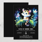 ミニマリストフォレストタイガー誕生日 招待状 (正面/裏面)