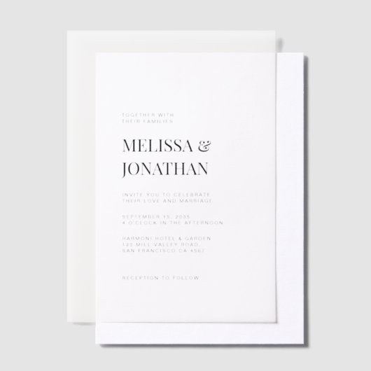 ミニマリストフォーマルタイポグラフィ結婚ズ ベラム紙招待状 (オフセット)