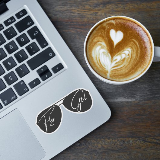 ミニマリストフライガールタイポグラフィ，アビエーターサングラス シール