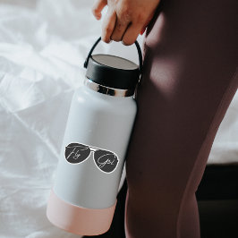 ミニマリストフライガールタイポグラフィ，アビエーターサングラス シール