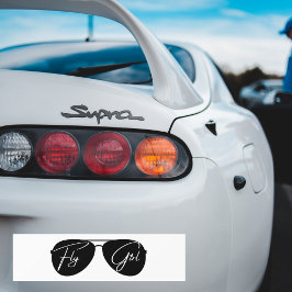 ミニマリストフライガールタイポグラフィ，アビエーターサングラス バンパーステッカー