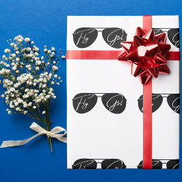 ミニマリストフライガールタイポグラフィ，アビエーターサングラス ラッピングペーパー