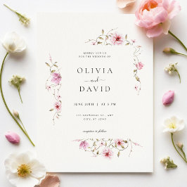 ミニマリストフラワーエレガントウェディング招待状 招待状