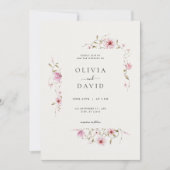 ミニマリストフラワーエレガントウェディング招待状 招待状 (正面)