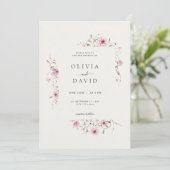 ミニマリストフラワーエレガントウェディング招待状 招待状 (スタンド正面)