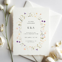 ミニマリストフラワーズオーバルフレーム結婚式招待状