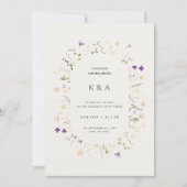 ミニマリストフラワーズオーバルフレーム結婚式招待状 招待状 (正面)