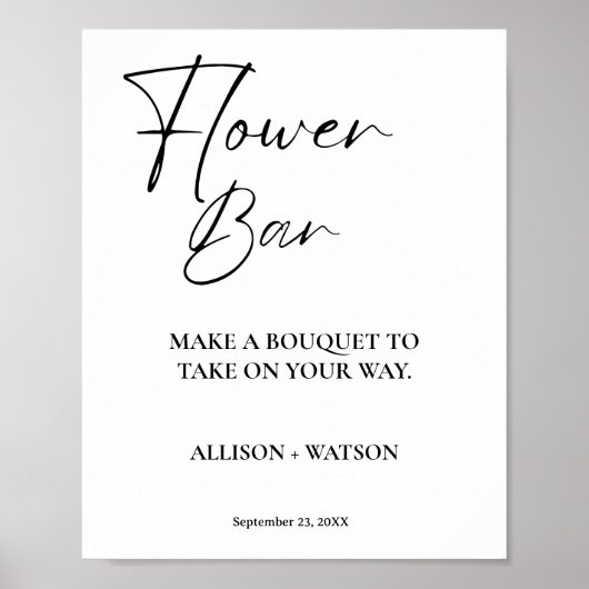ミニマリストフラワーバーサインブライダルシャワーフラワー ポスター (正面)