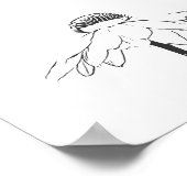 ミニマリストフラワーブラック&ホワイトラインスケッチ ポスター (角)