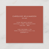 ミニマリストフラワーラインアートタイポグラフィテラコッタ スクエア名刺 (裏面)