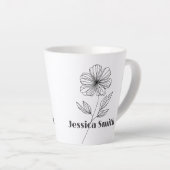 ミニマリストフラワーラインスケッチ名前をカスタムする カフェラテマグ (右アングル)