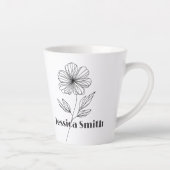 ミニマリストフラワーラインスケッチ名前をカスタムする カフェラテマグ (右)