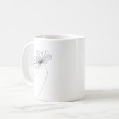 ミニマリストフラワーラインスケッチ コーヒーマグカップ (正面左)