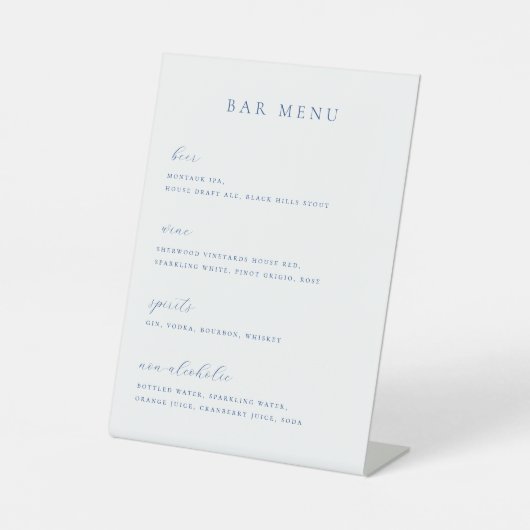 ミニマリストフランスのブルーバーのメニューリスト 台座サイン (正面)