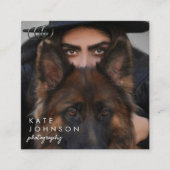 ミニマリストフルフォトQRコードソーシャルメディア スクエア名刺 (正面)