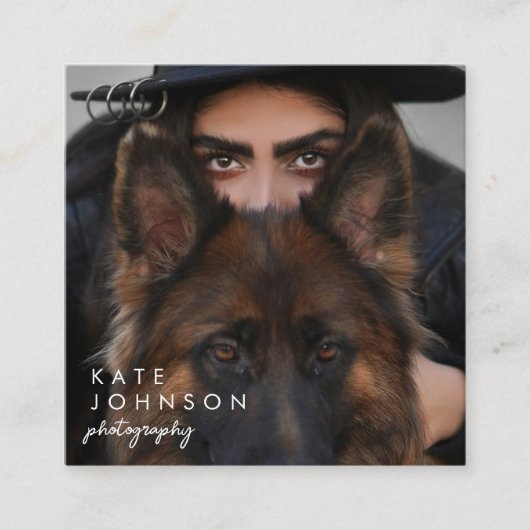 ミニマリストフルフォトQRコードソーシャルメディア スクエア名刺 (正面)