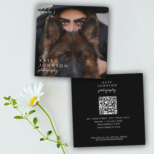 ミニマリストフルフォトQRコードソーシャルメディア スクエア名刺