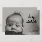 ミニマリストフルブリード生まれたばかりのベビーフォト誕生 案内状 (正面/裏面)