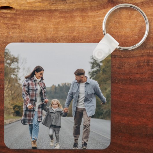 ミニマリストフレームパーソナライズされた写真 キーホルダー (裏面)