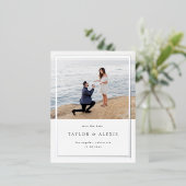 ミニマリストフレームフォトデイトシルバーを保存 箔招待状ポストカード (立ち正面)