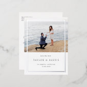 ミニマリストフレームフォトデイトシルバーを保存 箔招待状ポストカード (正面/裏面)