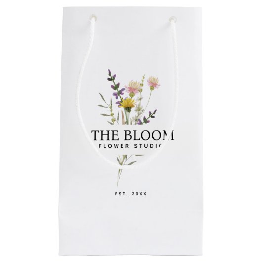 ミニマリストフローリストフラワーブティックビジネス スモールペーパーバッグ (正面)