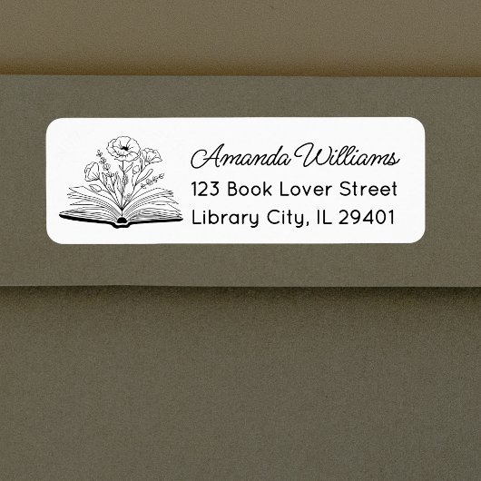 ミニマリストブックとワイルドフラワーブラック&ホワイト ラベル