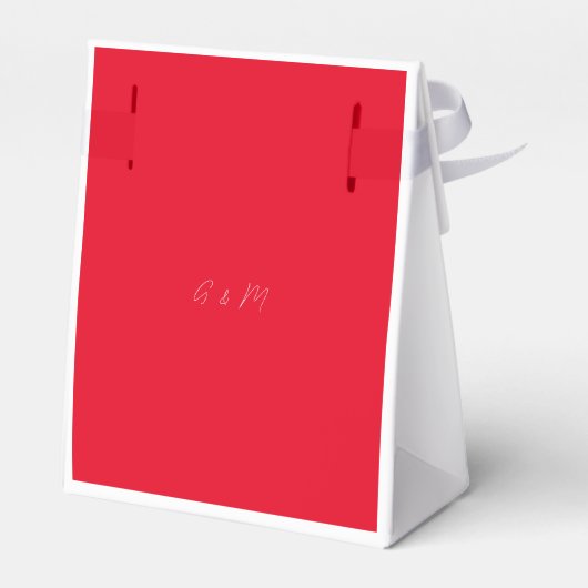 ミニマリストブライトさくらんぼレッド結婚式の引き出物バッグ フェイバーボックス (裏面サイド)