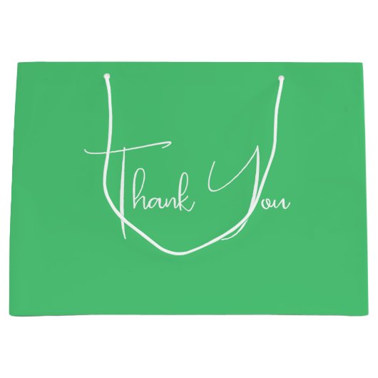 ミニマリストブライトエメラルドグリーンありがとう ラージペーパーバッグ (正面)