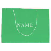 ミニマリストブライトエメラルドグリーンありがとう ラージペーパーバッグ (裏面)
